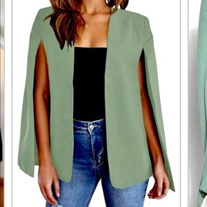 Boohoo olive green cape coat 4